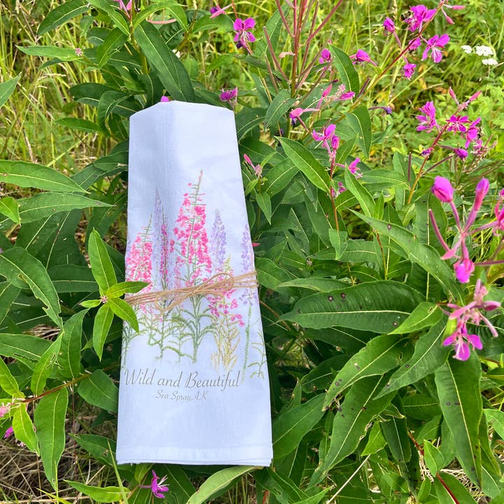 Sea Spray AK - Wholesale Tea Towel - Lupine and Fireweed Kitchen Tea Towel 4