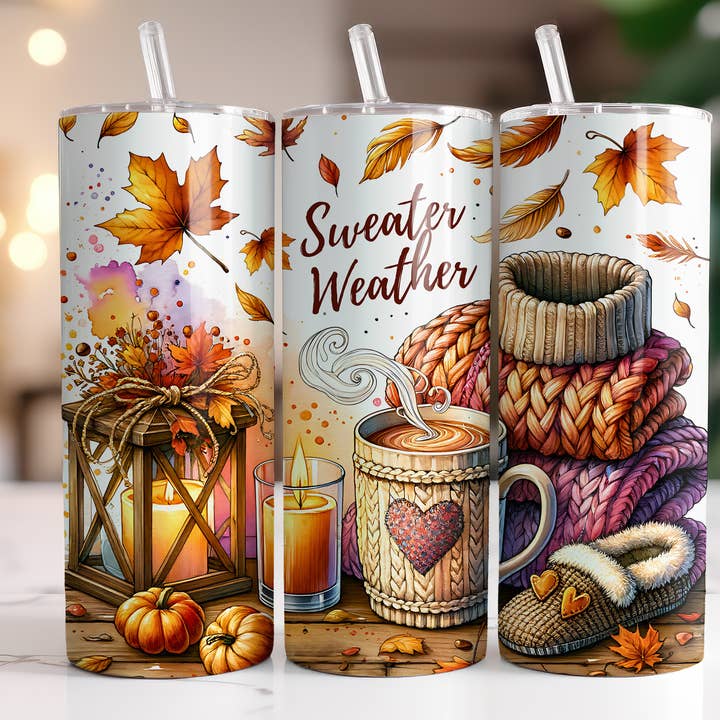 Sweater Weather - Efterår 20oz Skinny Tumbler for engroshandel hos Dogwood Graphics & Design