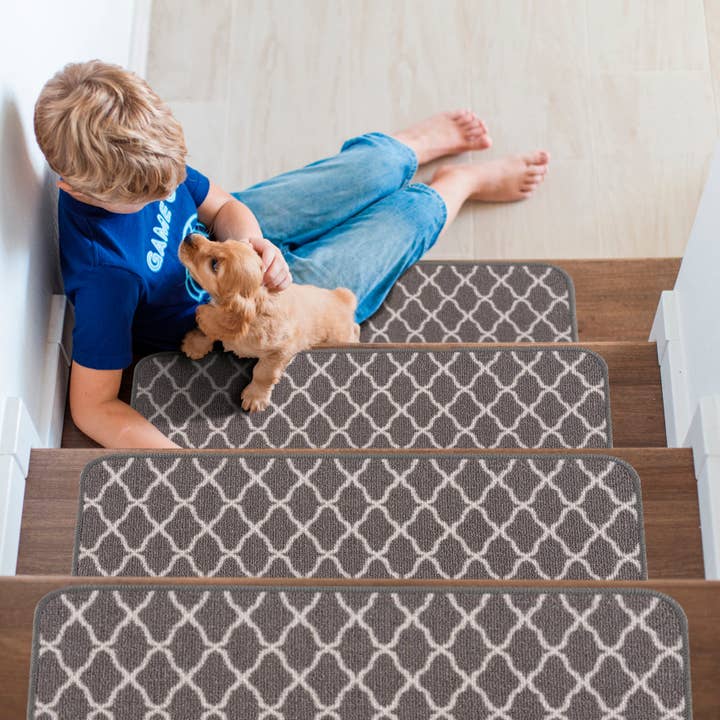 Stair Treads Non Slip for Wooden Steps Carpet Treads Wood Stairs Moroccan Trellis for wholesale by Beverly Rug