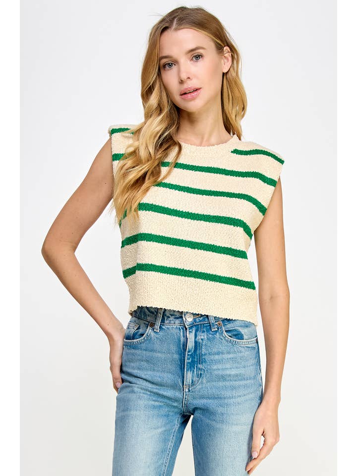 Strut & Bolt - Wholesale Tank Top - Women's - Shoulder Pad Sleeveless Textured Striped Knit Top9