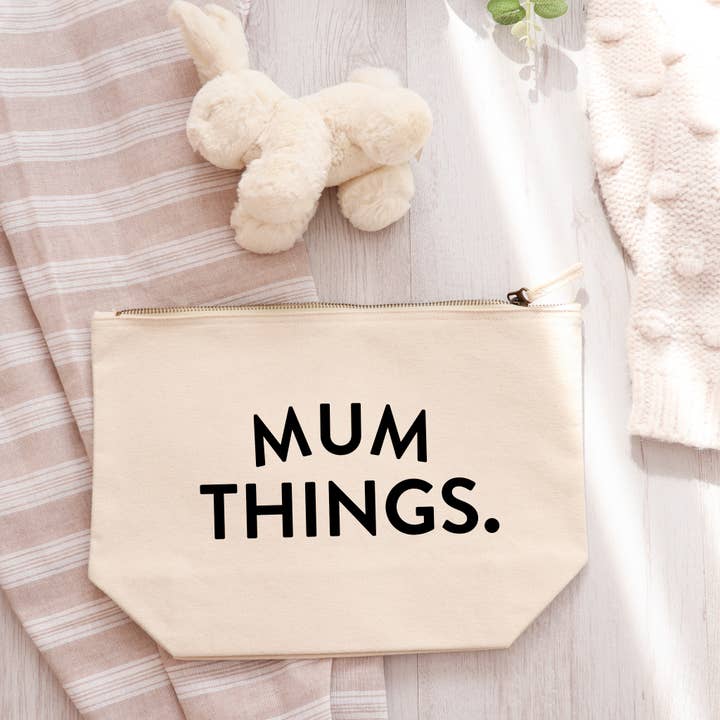 Mama dingen of mama-dingen make-up tas met ritssluiting voor wholesale door Word Up Creative
