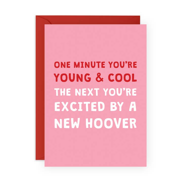 EXCITED BY A NEW HOOVER Funny Birthday Card for Him, Her for wholesale by Central 23 Cards