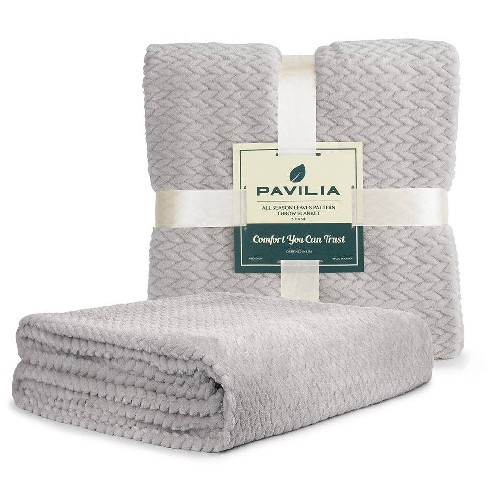 Pavilia – Manta para sofá por atacado – Cobertor de fleece texturizado com estampa de folhas51