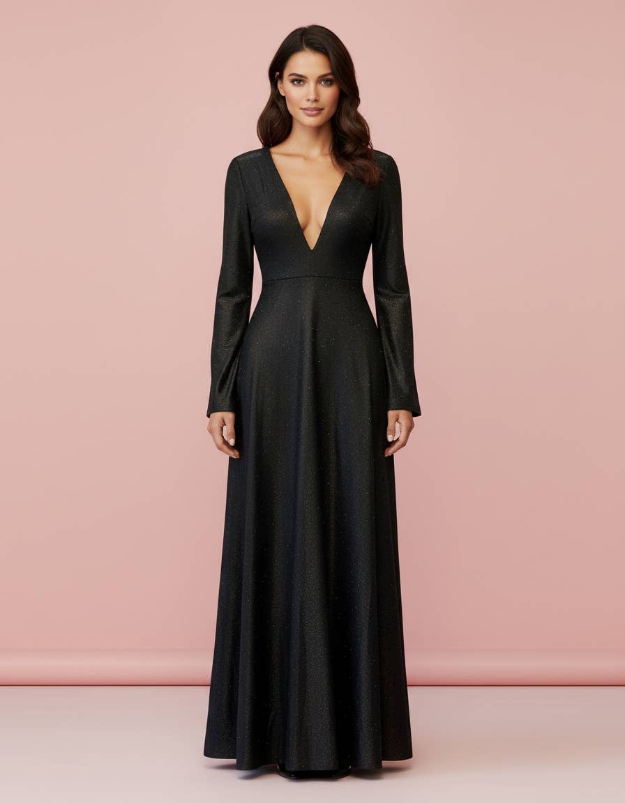 LONG BLACK DRESS 8812 for wholesale on Faire