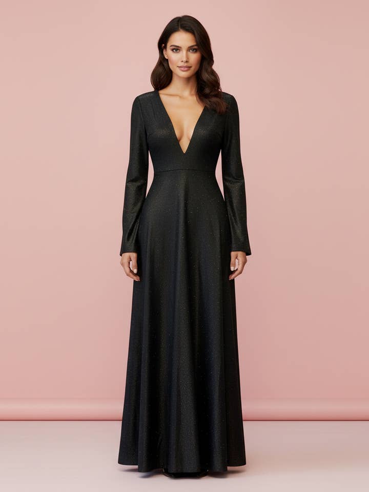 LONG BLACK DRESS 8812 for wholesale on Faire0