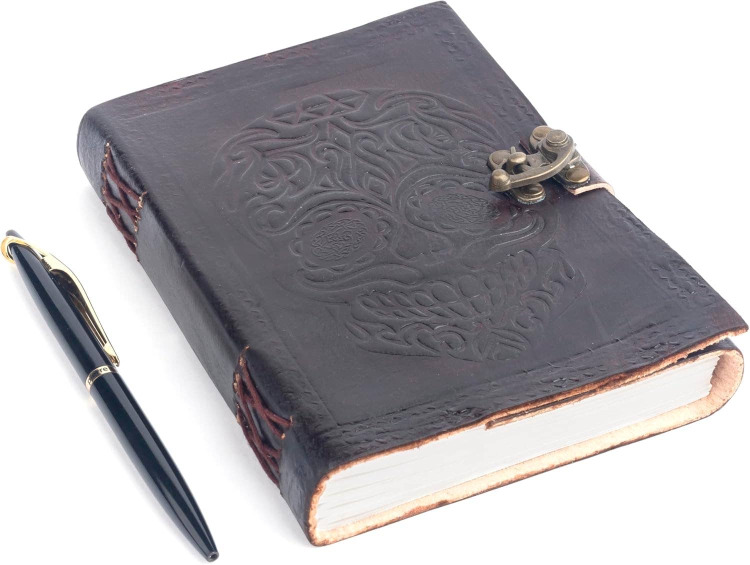 Tuzech Leather - Wholesale Journal/Diary - TUZECH Leather Journal Diary Skull Vintage Antique Book Of Shadows Handmade Notebook Sketchpad Hocus Pocus Notepad Gift for Men Women Seven Chakra With Leather Bound 7X5 Inches Brown5