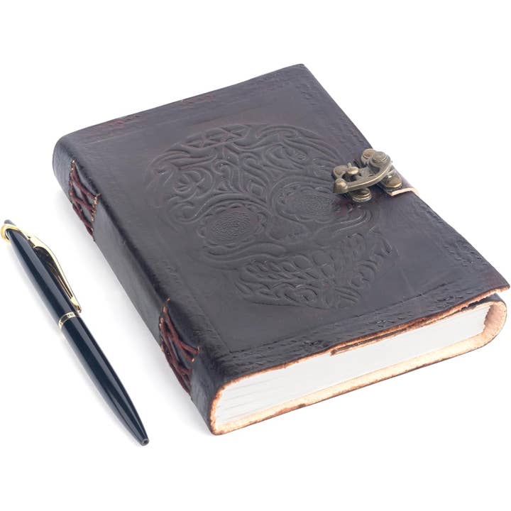 Tuzech Leather - Wholesale Journal/Diary - TUZECH Leather Journal Diary Skull Vintage Antique Book Of Shadows Handmade Notebook Sketchpad Hocus Pocus Notepad Gift for Men Women Seven Chakra With Leather Bound 7X5 Inches Brown5