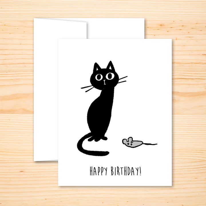 Cat & Mouse Birthday Card for wholesale by Miss Johnny Squirrel