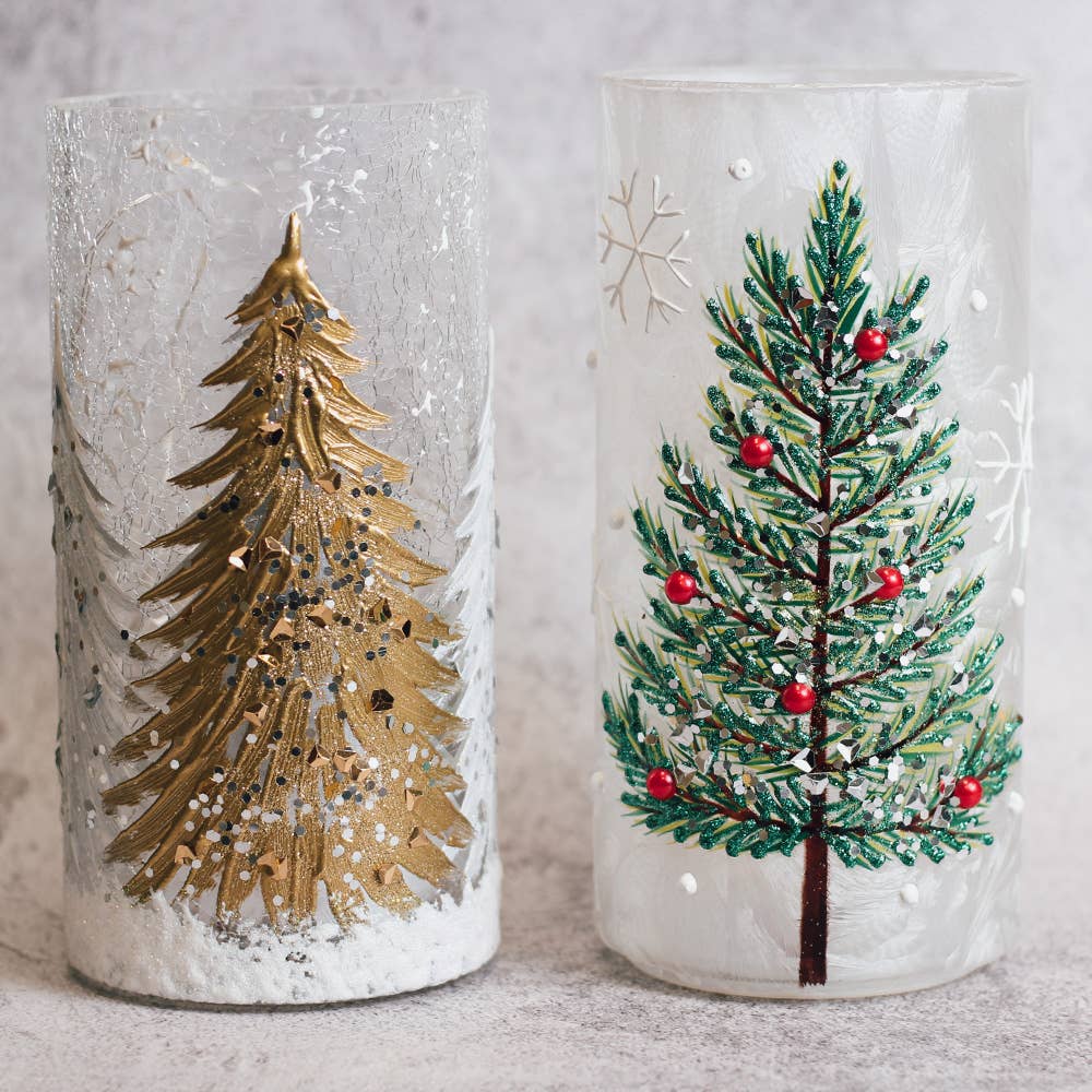 A Cheerful Giver – wholesale Juldekoration – Guldfärgad glaspelare med LED-ljusslingor — Jul, högtidsdekorationer3