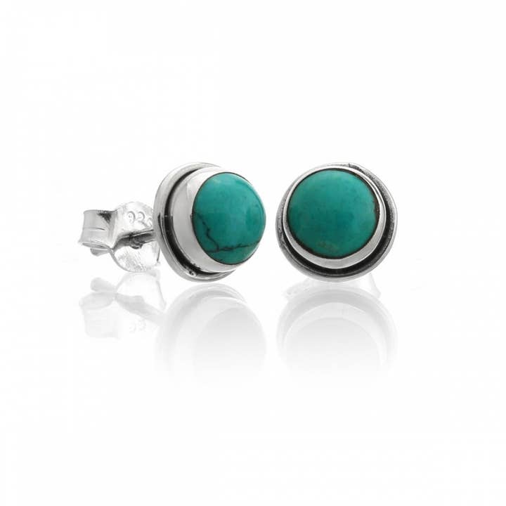 UniArt - Wholesale Stud/Post Earrings - Round Earrings In 925 Silver With Minerals