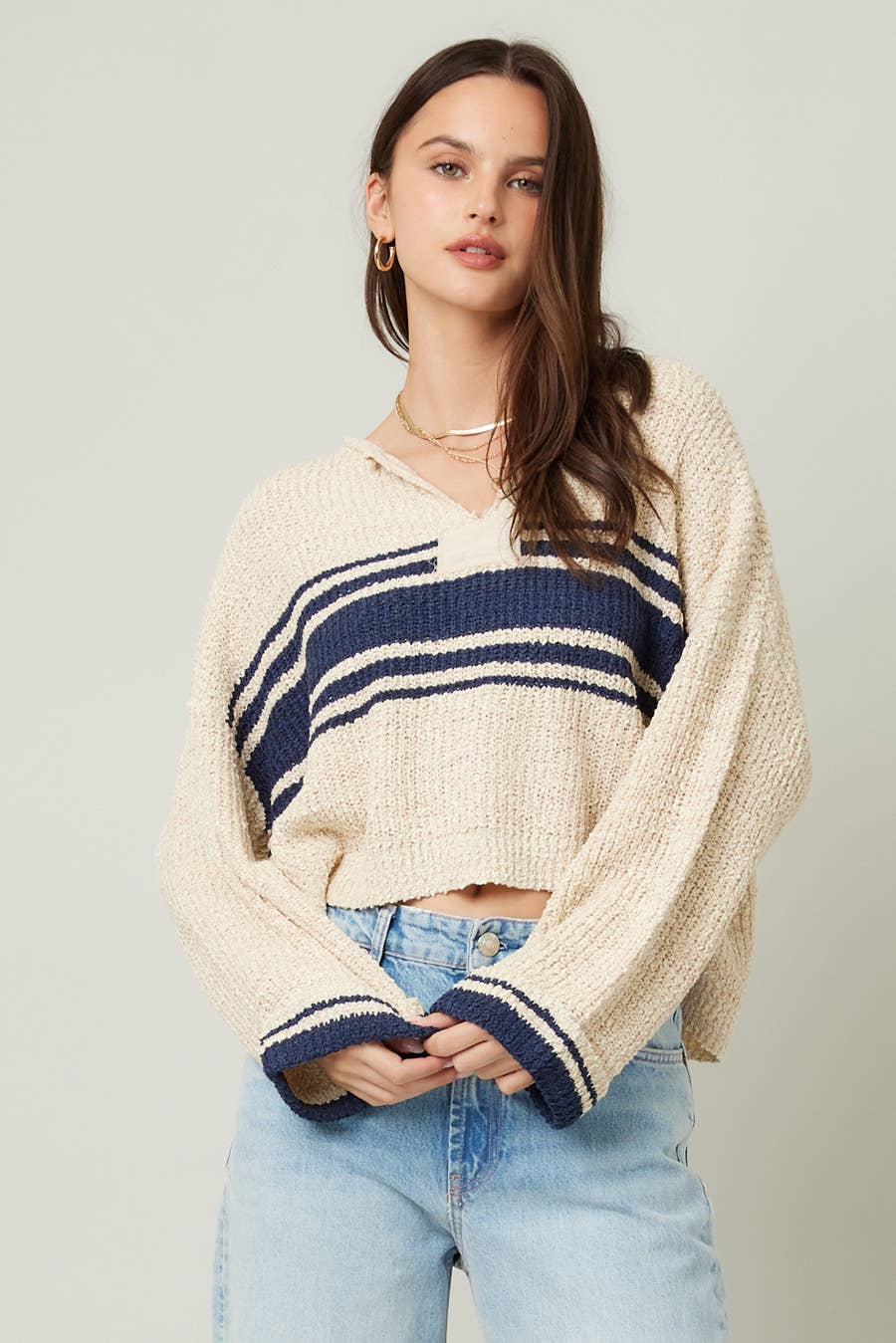 ILLA ILLA - Vente Pull en maille – femme - Pull à manches longues avec empiècements1