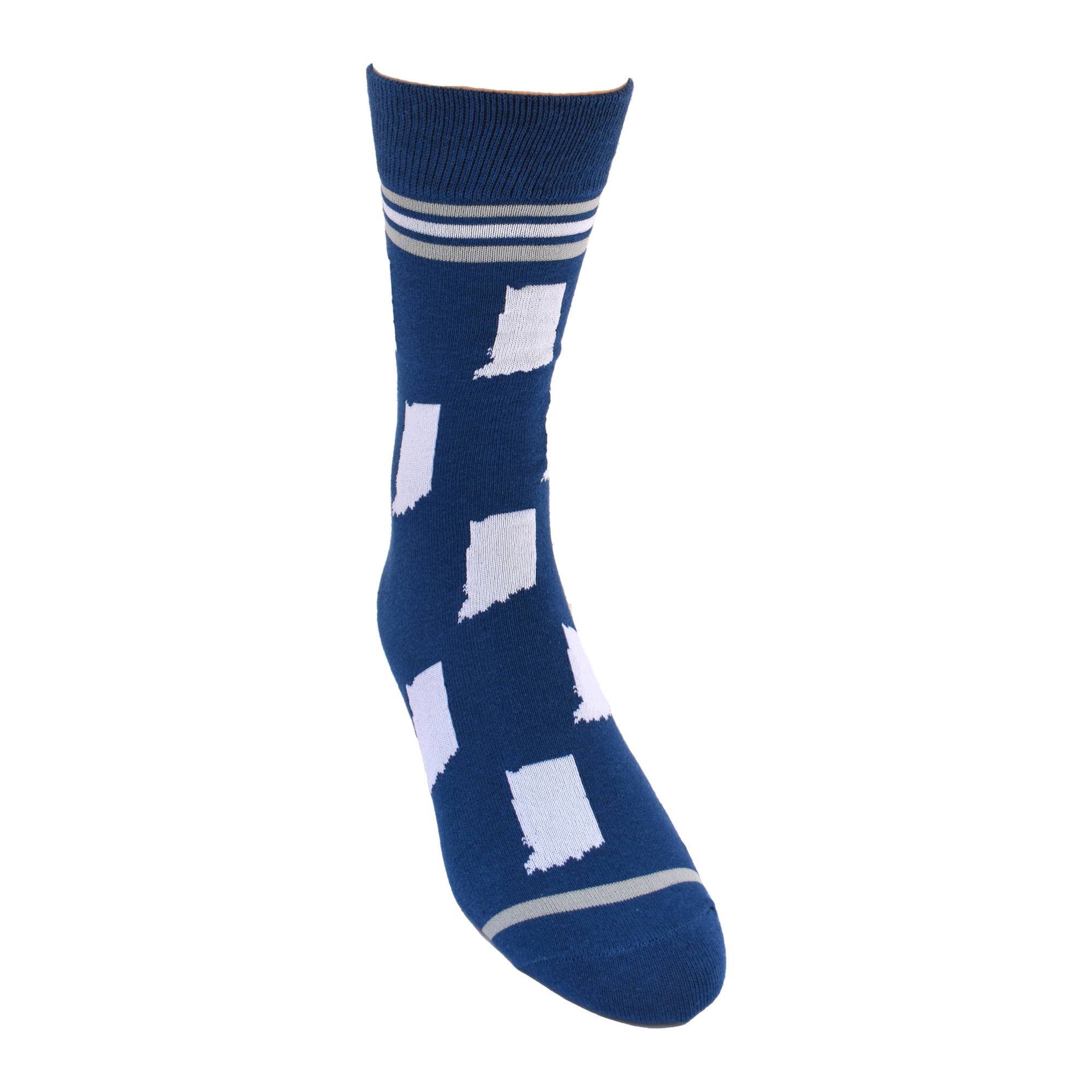 Buy Socks You All – wholesale Socks – Men's – Indiana State Shapes Blue and White Men's Socks3