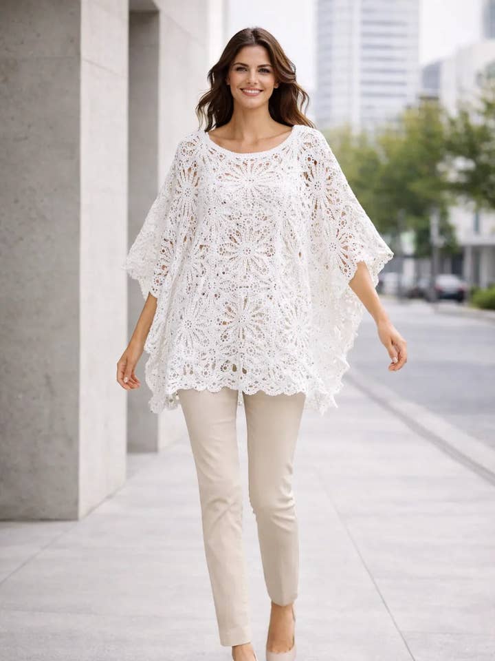 Italian Sequin Crochet Batwing Sleeve Boho Knit Top for wholesale by Miss Bold