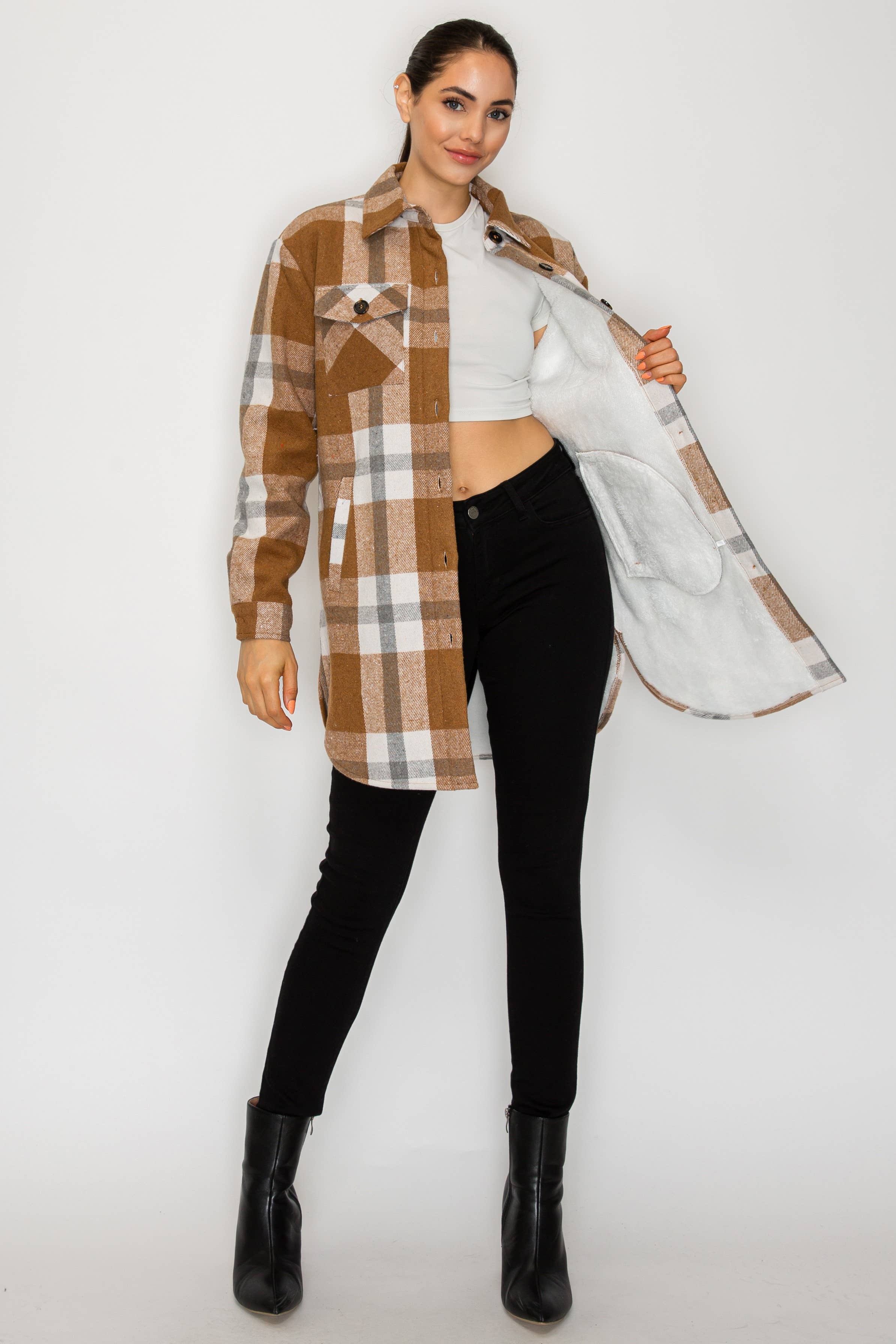 PATRONCITO USA INTERNATIONAL, INC - Wholesale Shirt Jacket/Shacket - Women's - Women Plaid Long Button Shirts Jackets (Shakets) LJ450-202525