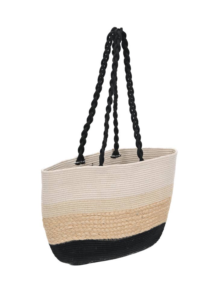 Borsa a tre strisce con manici intrecciati per la vendita all'ingrosso da parte di Atolia Designs