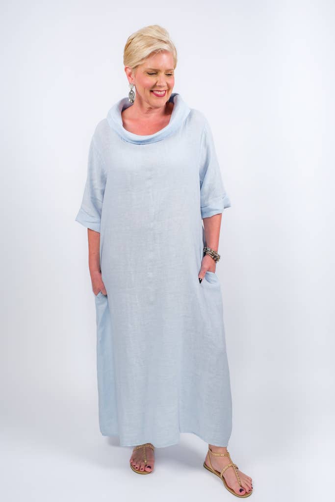 TINA Stephens Italy/Tees By Tina – wholesale Dress – Women's – Mara Cowl Neck Linen Maxi Dress (DQ103)18