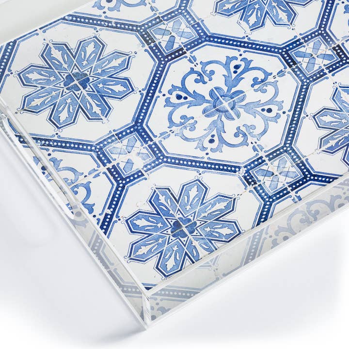 Deny Designs - Vente Plateaux décoratifs - Plateau en acrylique à motif de carreaux portugais bleu Henrike Schenk6