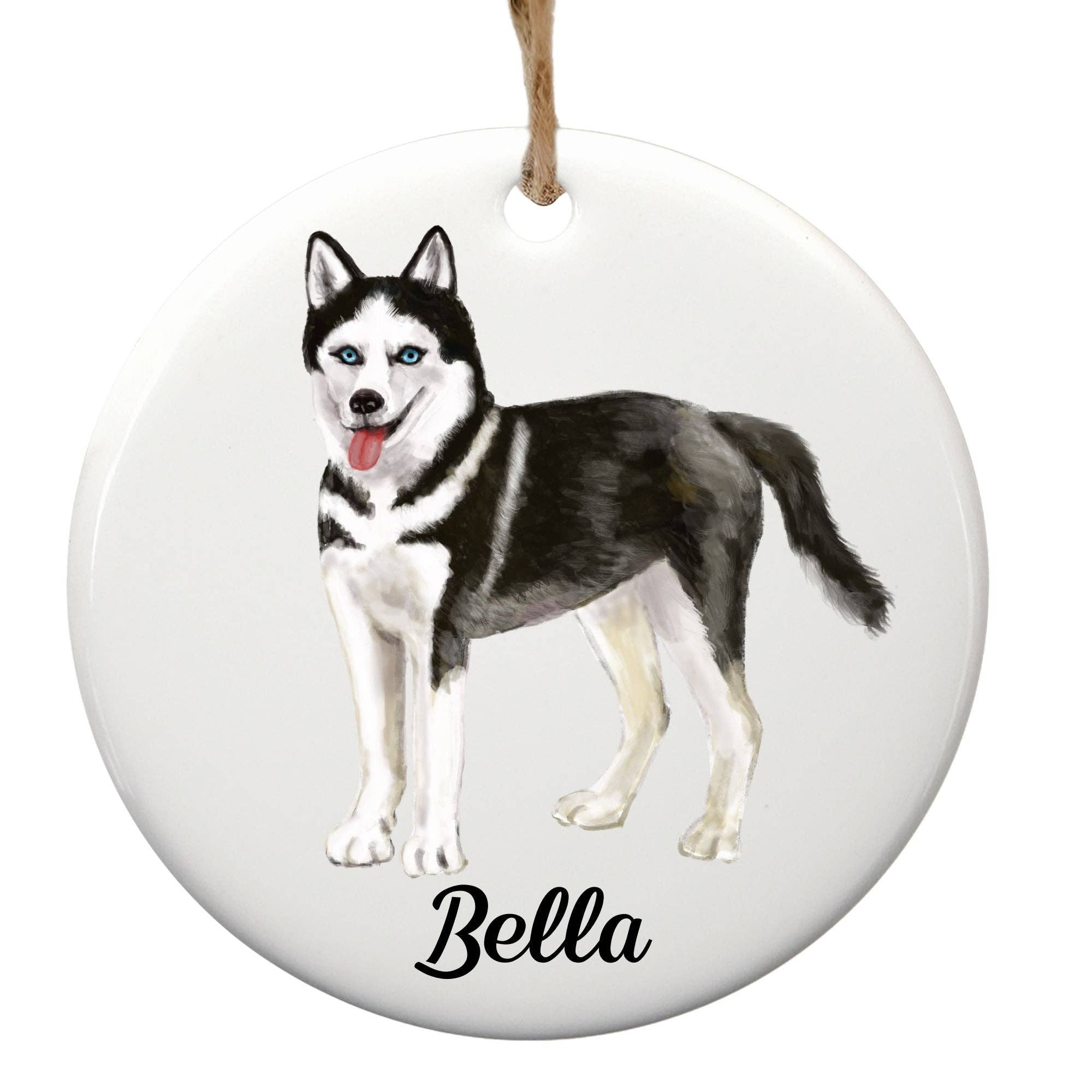 MerikaArt – wholesale Ornament – Siberian Husky Ceramic Ornament3