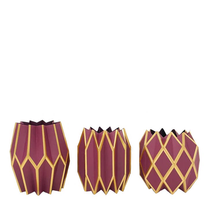 Merlot Red Paper Vase Wraps | Set of 3 for wholesale by Lucy Grymes Designs