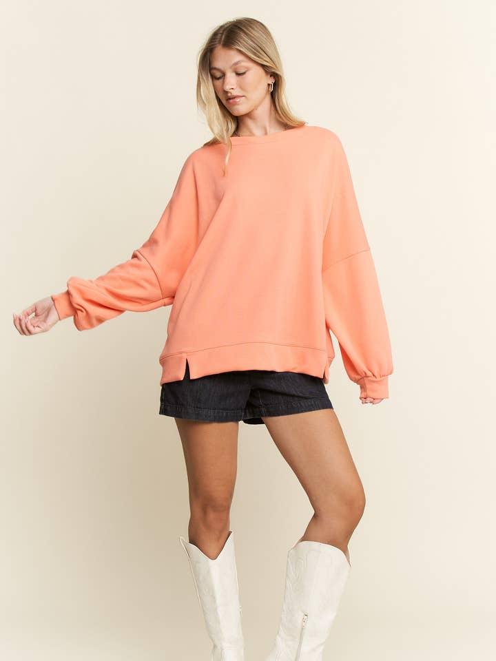 SOLID PASTEL DROP SHOULDER SWEATSHIRT for wholesale by JADE BY JANE