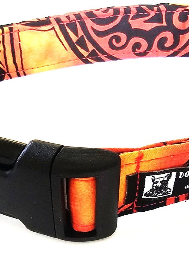 Hawaiian Fabric Adjustable Dog Collar-"Lava" for wholesale by Dog Gone Hawaiian