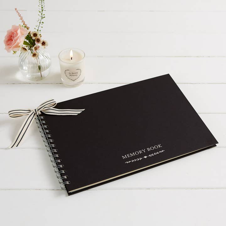 A4 Black Funeral Memory Book for wholesale by Angel & Dove