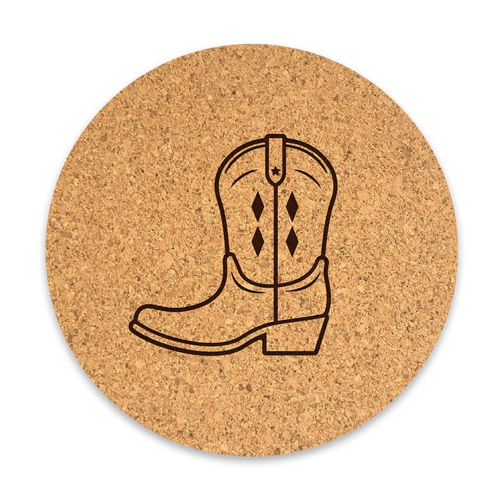 Cowboy Boot Cork Coaster for wholesale by So Very Lovely