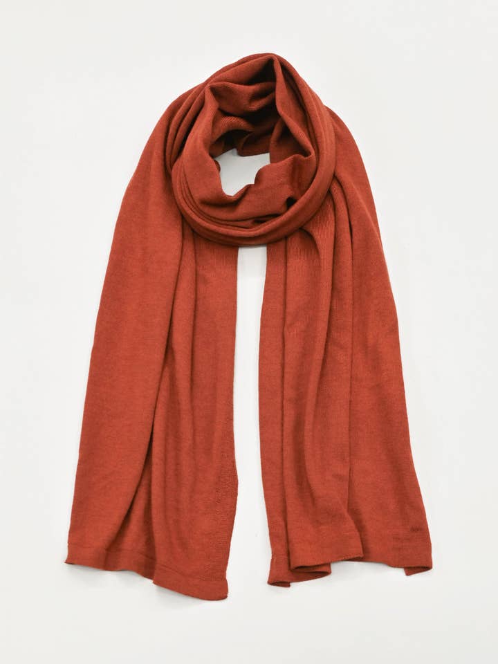 The Eden Herb Dyed Merino Wool Scarf in Henna for wholesale by OUBAS