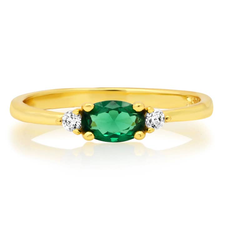 GREEN OVAL RING, GOLD for wholesale by JEN HANSEN