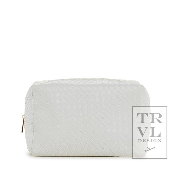 Luxe Bridal Everyday Cosmetic Bag - Woven White for wholesale on Faire