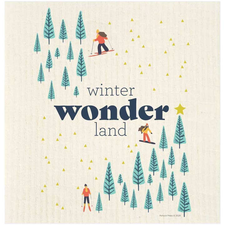 Winter Wonderland Skipiste Zweeds vaatdoek voor wholesale door Potluck Press