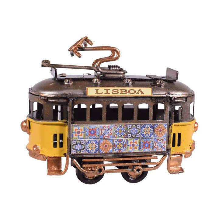 Retro Metal Tram Model Miniature - Yellow for wholesale by giftland