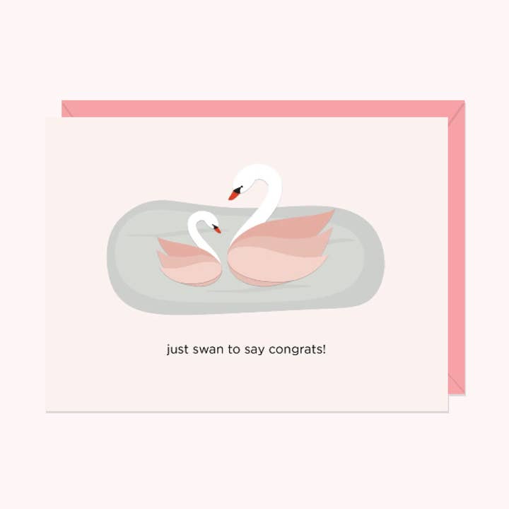 Paper Hearts™ - Wholesale Congratulations Card - Just Swan to Say Congrats | Greeting Card0