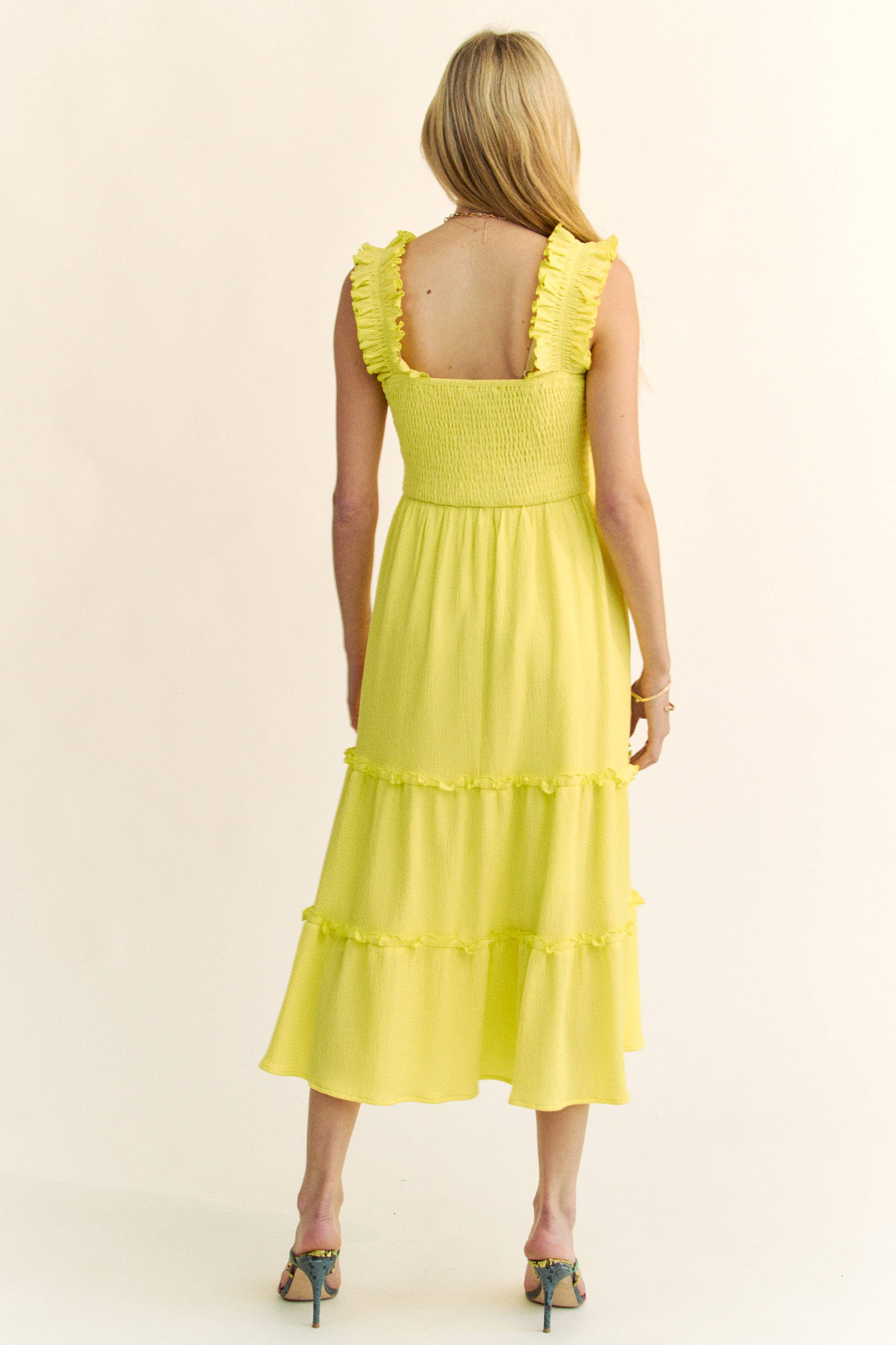 Davi & Dani - Wholesale Dress - Women's - PLUS SMOCING BODICE RUFFLE DETAIL SHIRRED DRESS9