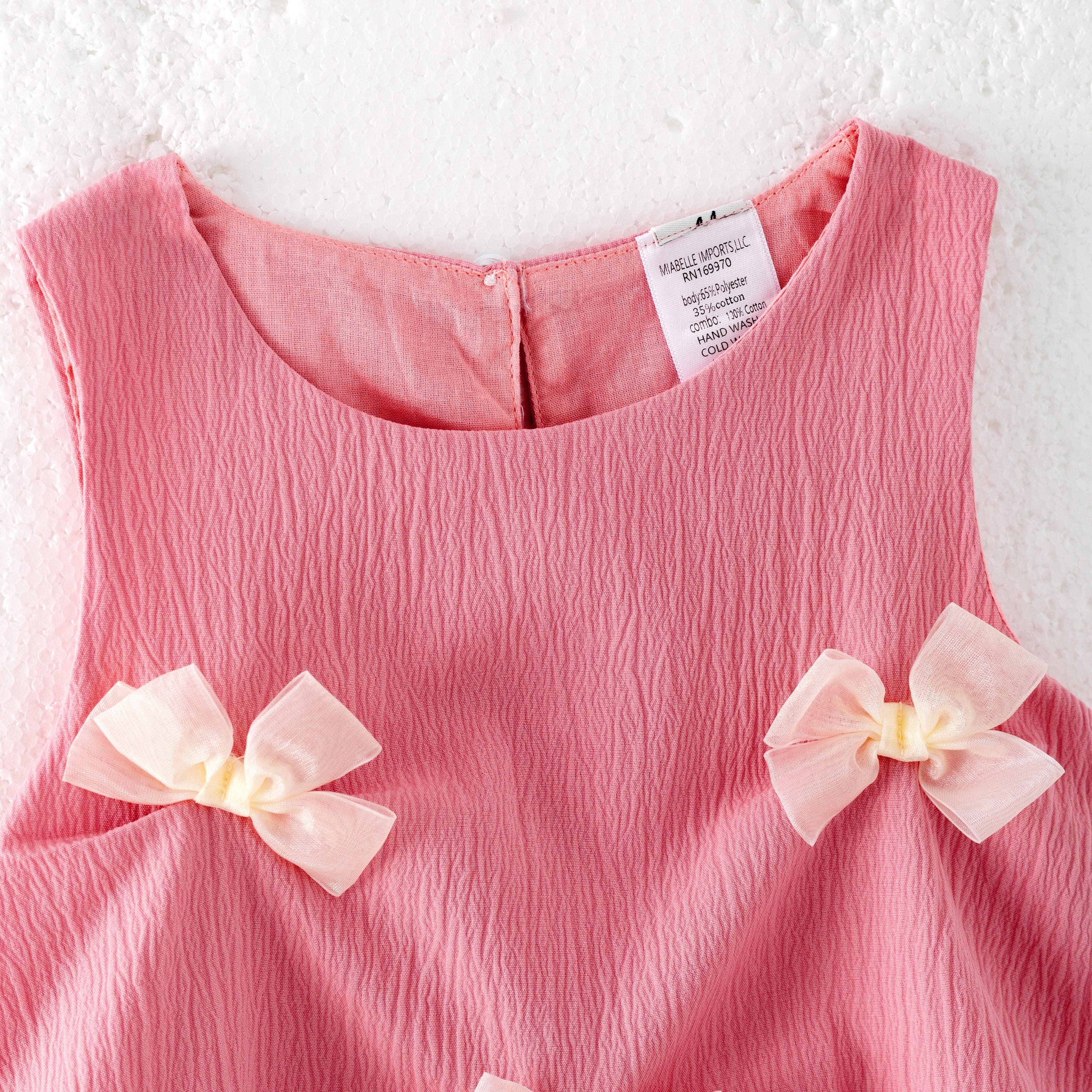 Auraquise - Wholesale Top & Short Set - Kids - Girls Summer Pink Bow Fashion Cute Short Set6