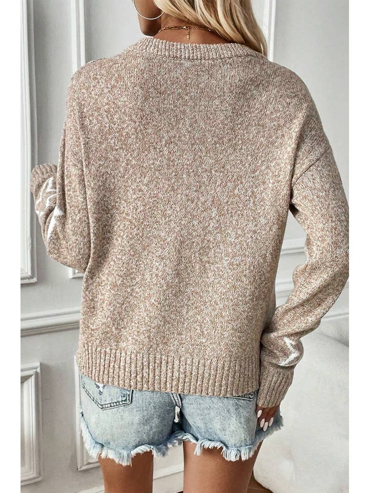 Khaki Star Drop Shoulder Sweater - Regular Fit for wholesale on Faire