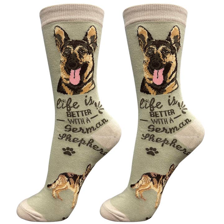 German Shepherd Dog Socks - Fun Novelty Crew Socks -Unisex for wholesale by E&S Pets