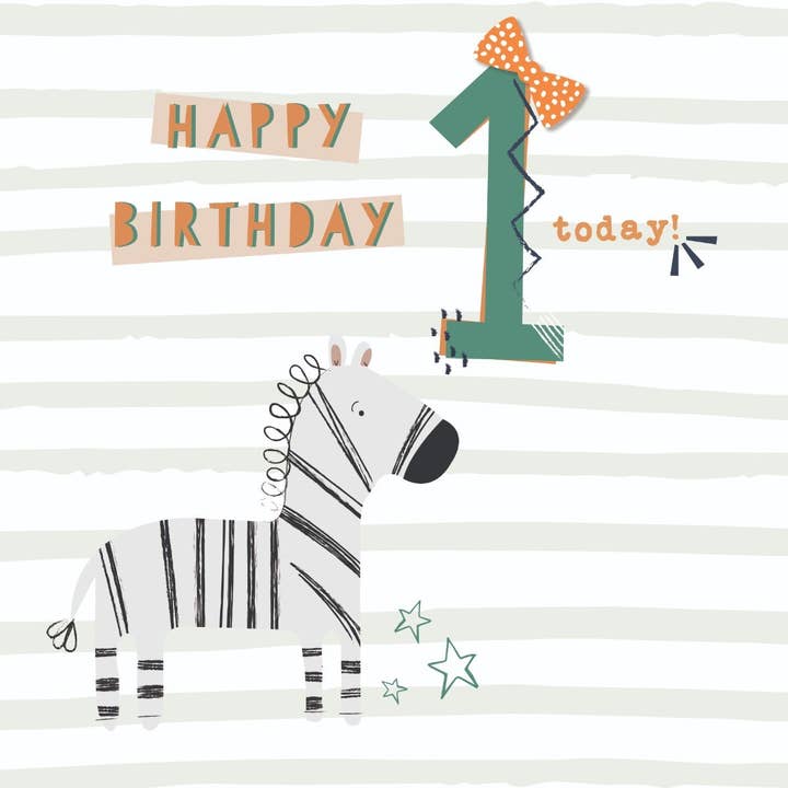 Happy Birthday 1 Today! Handmade Greeting Card for wholesale by The Handcrafted Card Company
