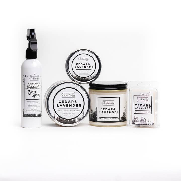 Buttercupp Candles - Wholesale Travel Candles - Cedar & Lavender | Woodsy Scented | Soy Candle | Tin Candle