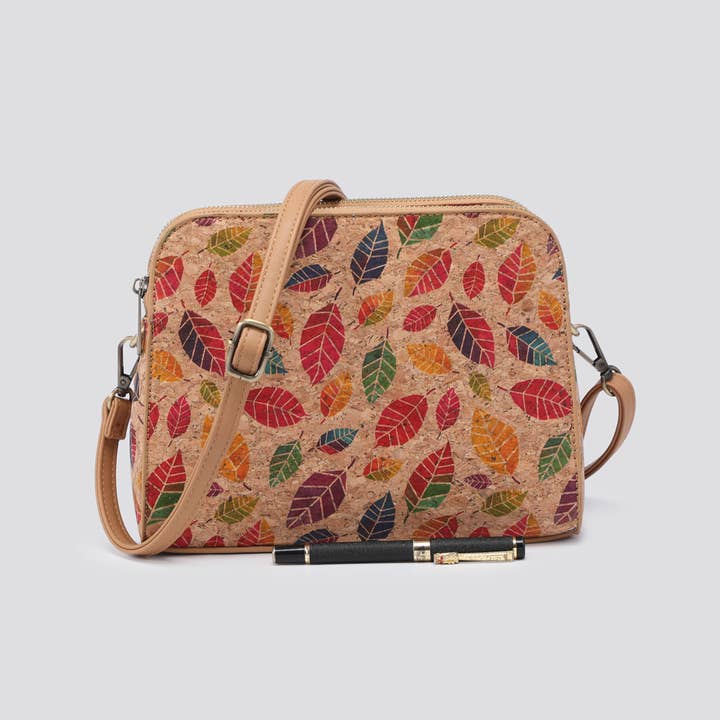 House of Milano - Wholesale Top Handle Bag - Women's - 3145 Cork Triple Compartment Crossbody Bag