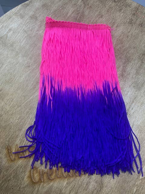 Neon Pink & Blue Ombre 7in Fringe for wholesale by Vance Custom Creations