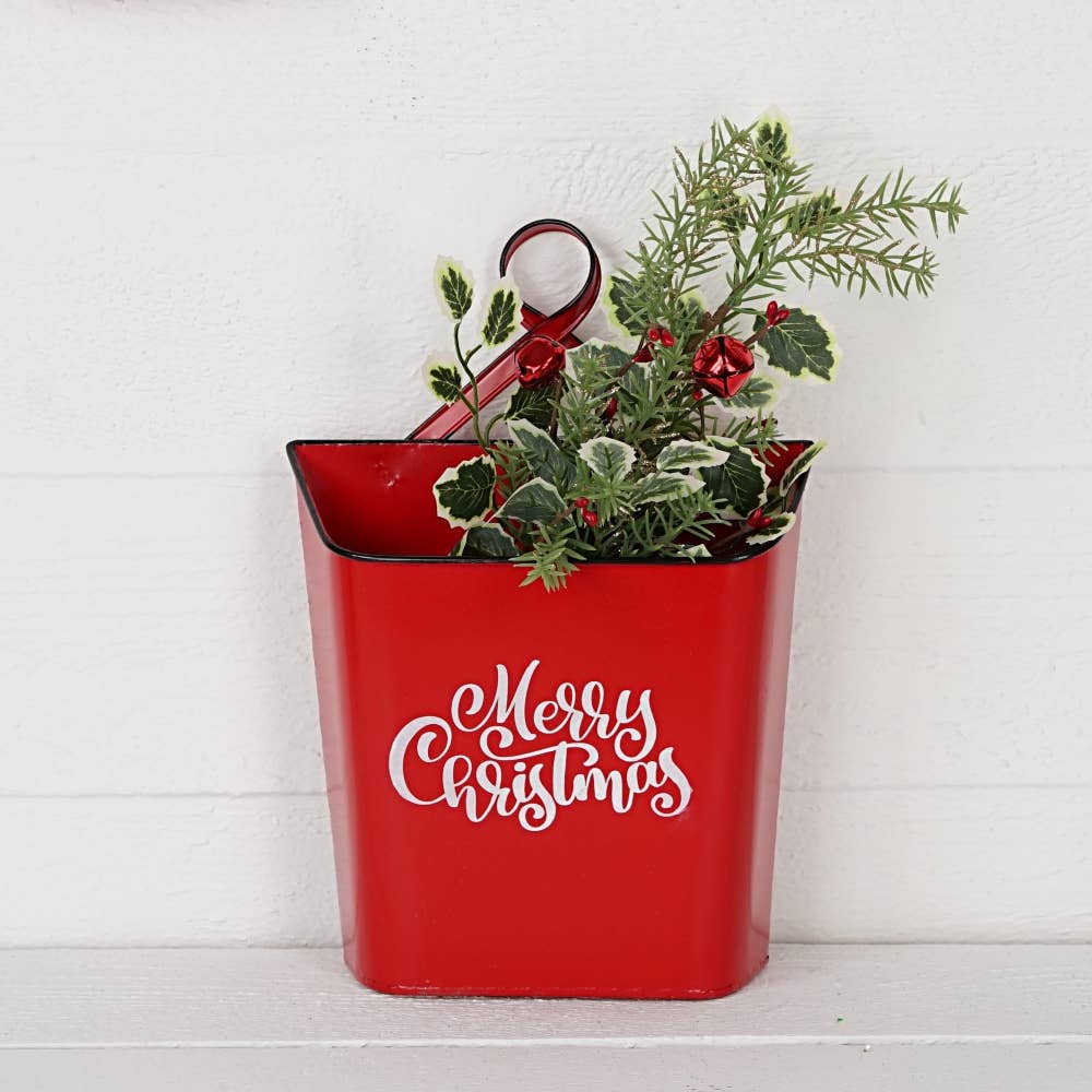 Impressive Enterprises, Inc. - Wholesale Christmas Decoration - M32621-Vintage Red metal mailbox basket w. text (12in)3