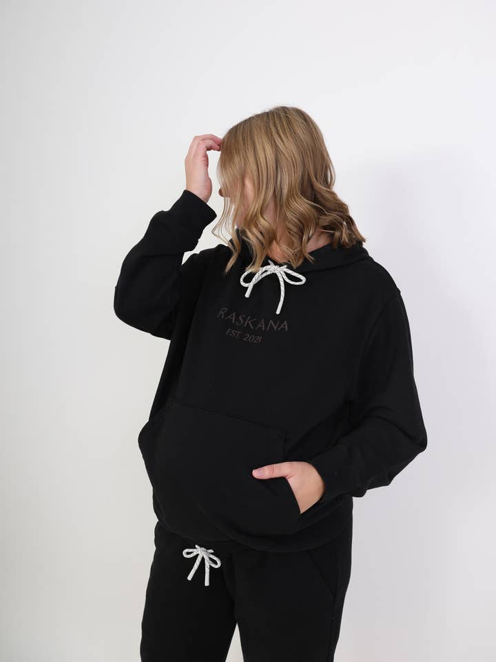 ELLE || FRENCH TERRY MATERNITY HOODIE || BLACK for wholesale by RASKANA