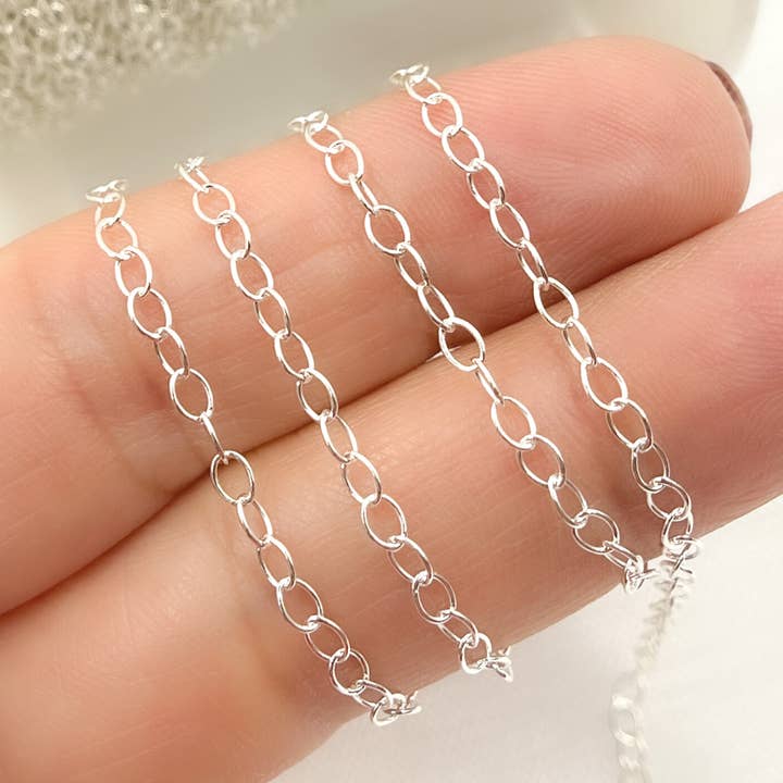 V100SS. Sterling Silver Oval Cable Chain for wholesale by Jewels & Chains