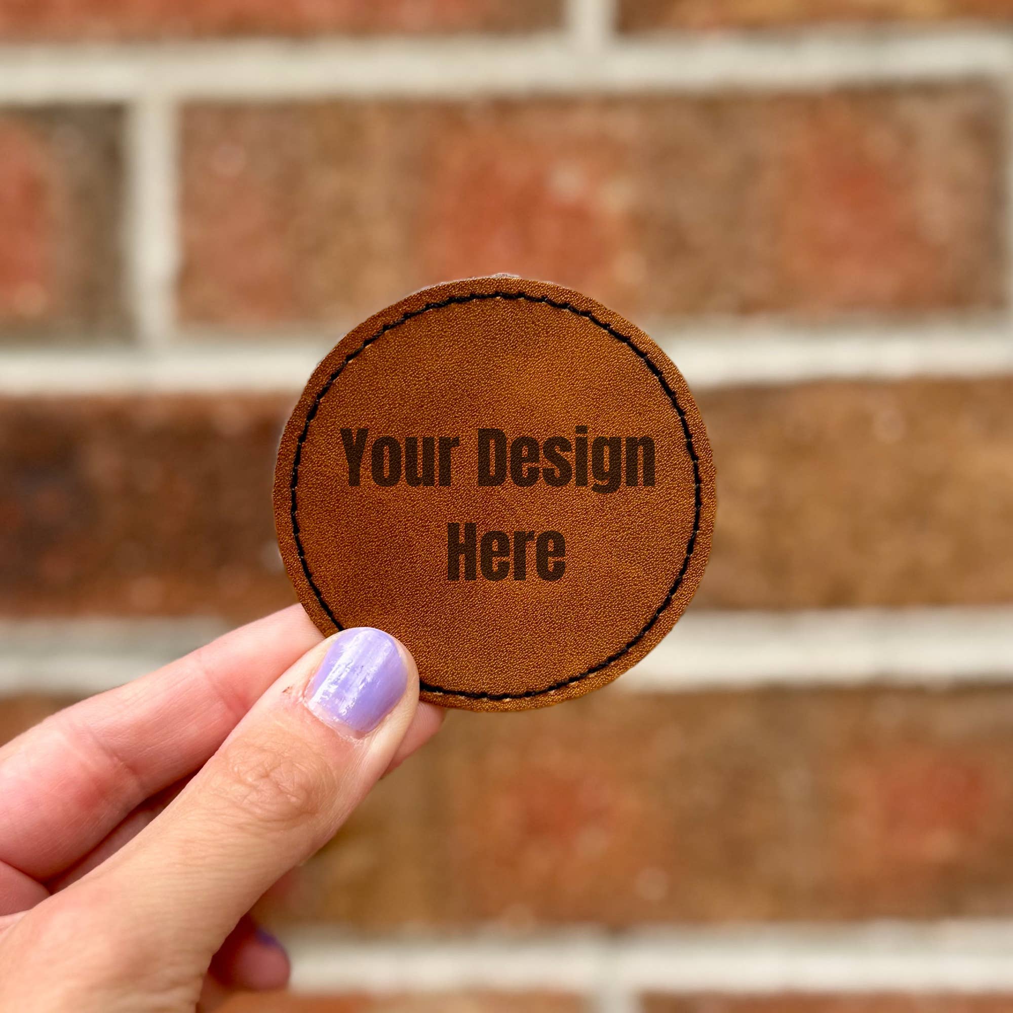 Swain Co. - Wholesale Patch - Custom Leather Hat Patch – 2.5” Round – Iron-On Personalized Patch for Hats, Beanies, Bags – DIY Trucker Hat Patch