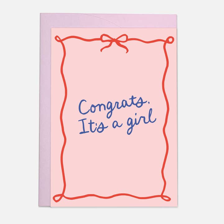 It's a girl (ribbon version) - greeting card for wholesale by Kaart Blanche