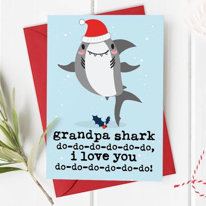 Grandpa, Grandad Shark - Christmas Card for wholesale by Mrs Best Paper Co.