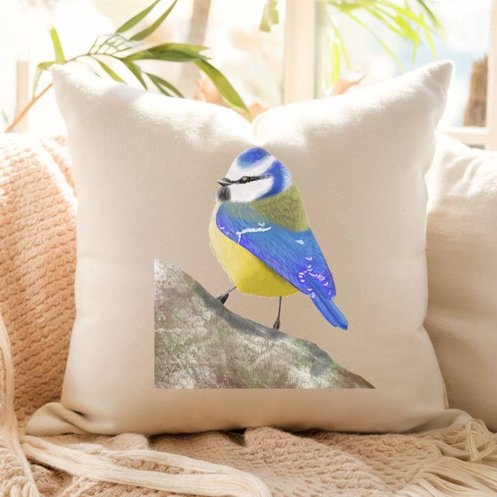 Charmant Kussentje met Pimpelmees - Door de Natuur Geïnspireerde Woondecoratie voor wholesale door MerikaArt