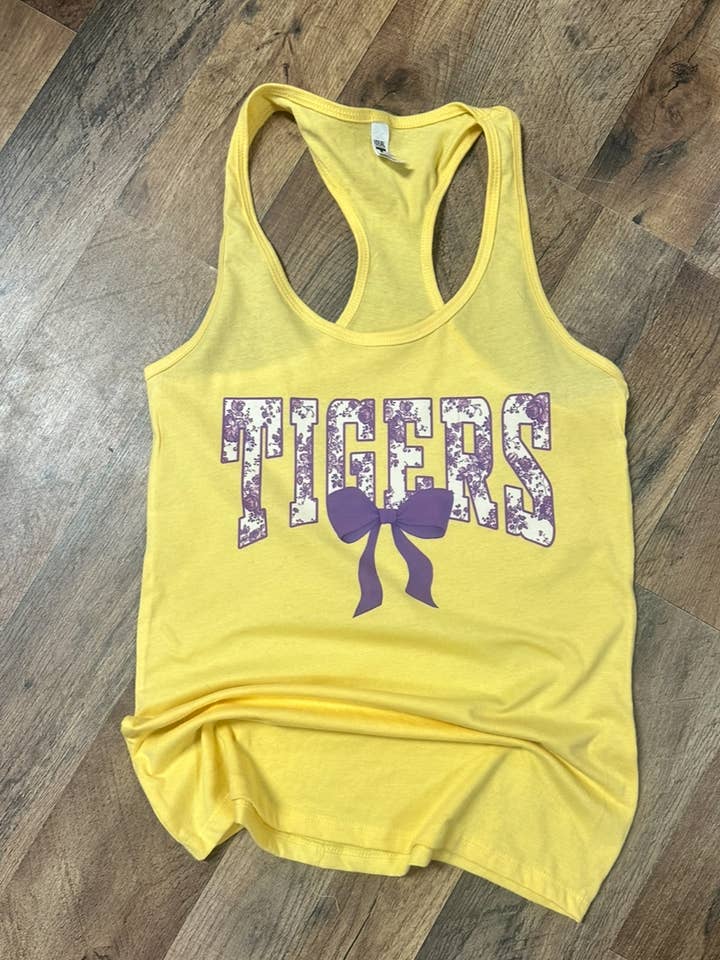 Purple Floral Tigers graphic T-shirt / Tank top for wholesale by Sweet Southern Wholesale