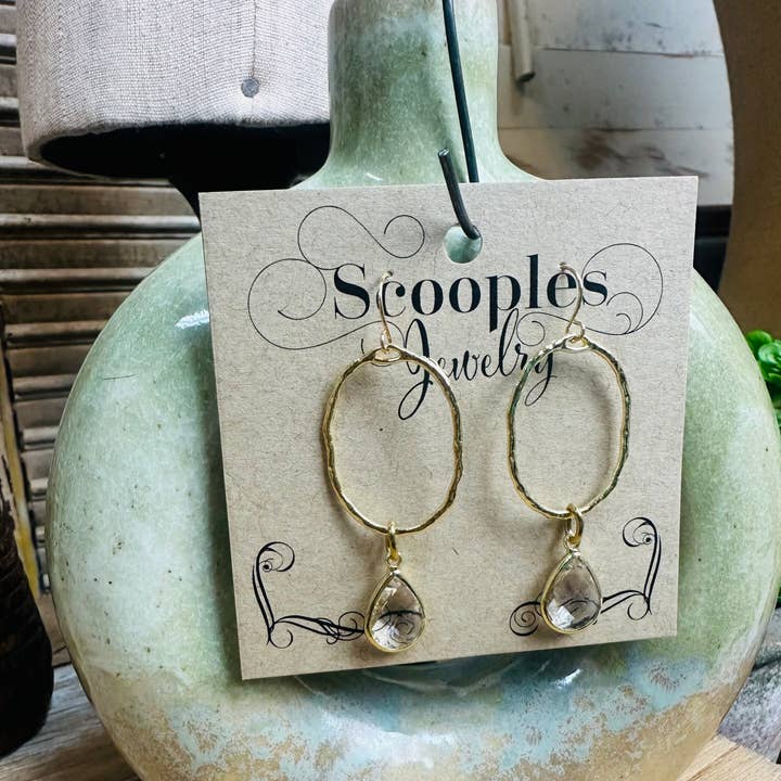 Scooples Jewelry - Venta al por mayor Pendientes de aro - Aro de Cristal Dorado - Oreja2